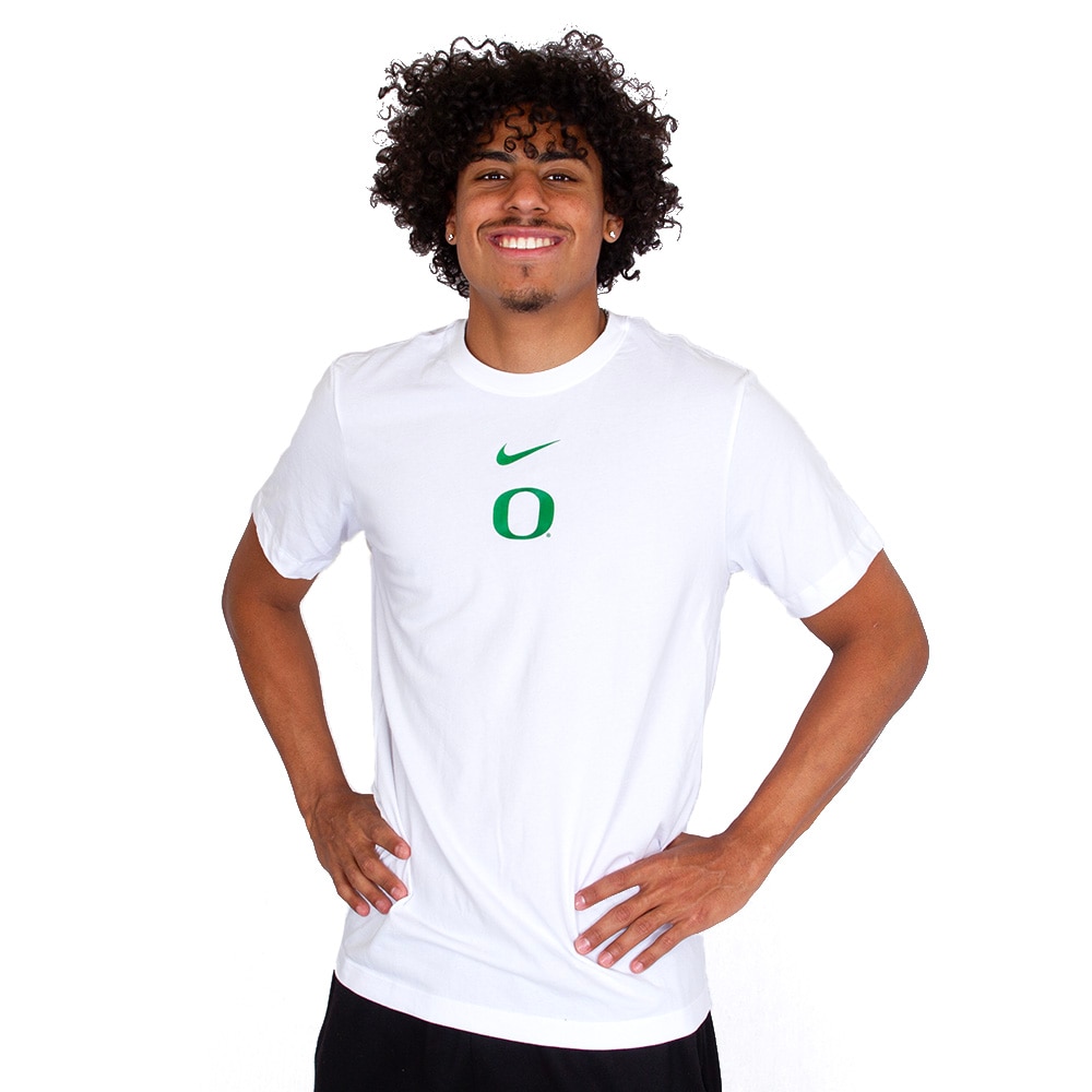 Classic Oregon O, Nike, White, Crew Neck, Men, Basketball, Sideline, T-Shirt, 813659